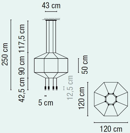 Vibia Wireflow 0300 diametro 120 cm 8 luci