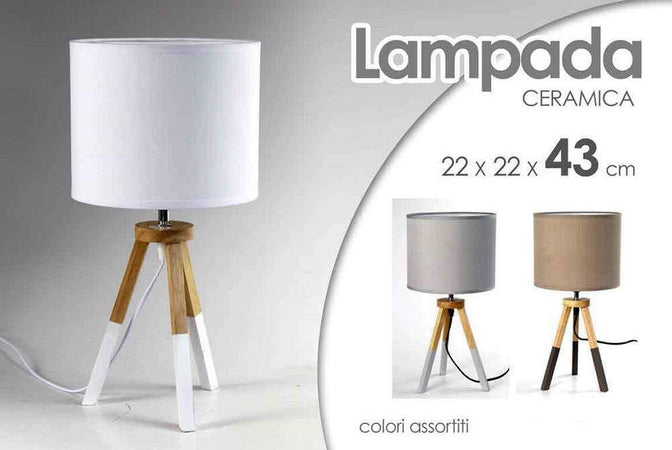 Lampada Abat Jour Ceramica 22x22x43cm Lumetto Tavolo Base Legno Trepiede 698743 Illuminazione/Illuminazione per interni/Lampade/Lampade da tavolo e abat-jour Trade Shop italia - Napoli, Commerciovirtuoso.it