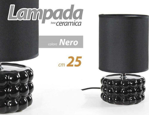 Lampada Abat Jour Da Tavolo Comodino E14 Base Ceramica Nero Lux 25x15 Cm 837395 Illuminazione/Illuminazione per interni/Lampade/Lampade da tavolo e abat-jour Trade Shop italia - Napoli, Commerciovirtuoso.it