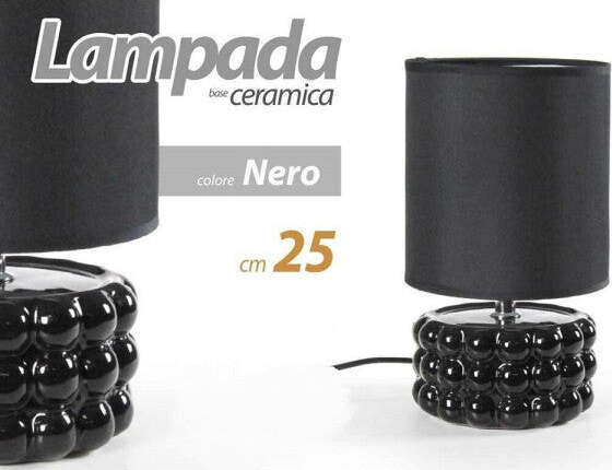 Lampada-Abat-Jour-Da-Tavolo-Comodino-E14-Base-Ceramica-Nero-Lux-25x15-Cm-837395