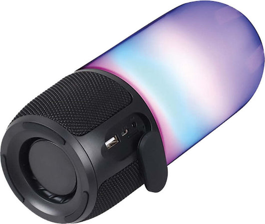 LAMPADA-ALTOPARLANTE-DA-TAVOLO-CON-GIOCHI-LUCE-LED-diffusore-nero-/-base-nera-Vtac