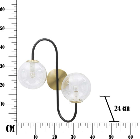 Lampada Da Muro Iron Black Cm 36X24X45 Illuminazione/Illuminazione per interni/Illuminazioni per pareti/Applique Led Mall Home - Napoli, Commerciovirtuoso.it