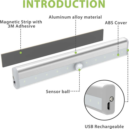 Lampada Da Parete A Induzione 10led Con Sensore Di Movimento Per Armadi Q-led100 Illuminazione/Illuminazione per interni/Illuminazione speciale/Luci notturne Trade Shop italia - Napoli, Commerciovirtuoso.it