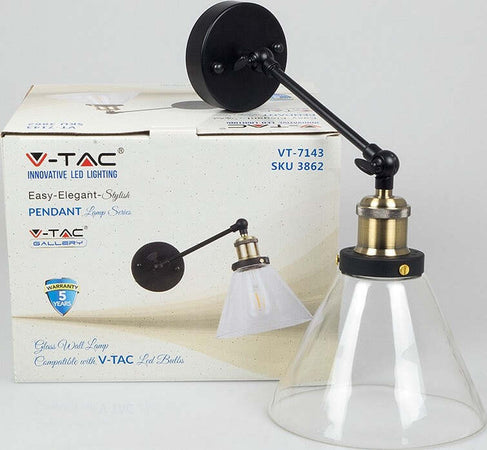 LAMPADA DA PARETE APPLIQUE A MURO IN VETRO TRASPARENTE CON CORPO IN METALLO 7143  Trade Shop italia - Napoli, Commerciovirtuoso.it