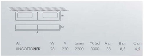 Lampada da parete Icone LINGOTTO 2 LED