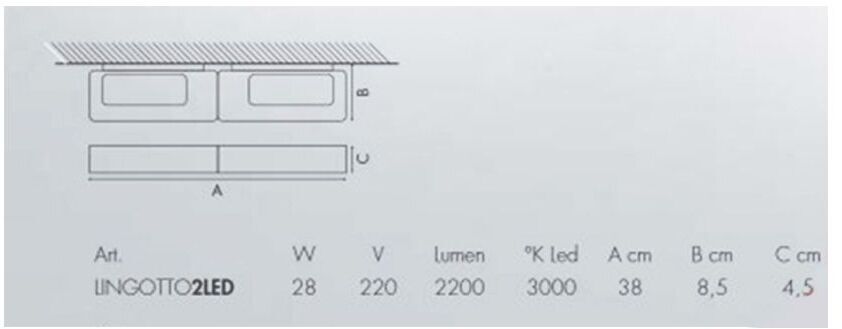Lampada da parete Icone LINGOTTO 2 LED