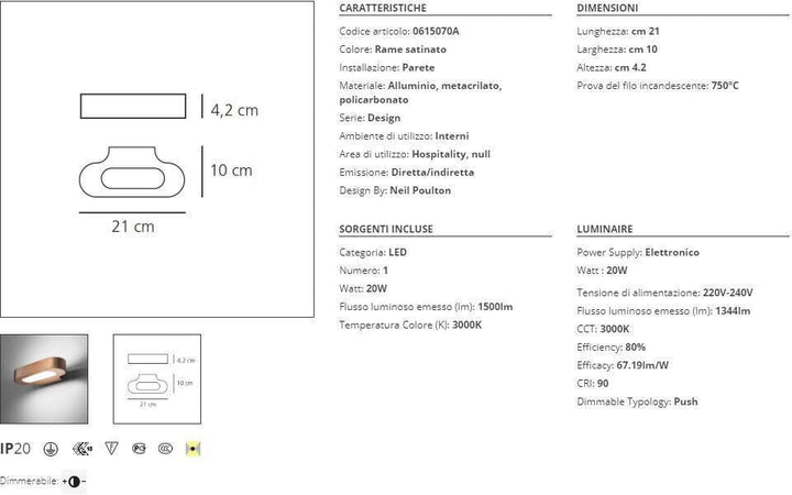 Lampada da parete LED Talo 3000K