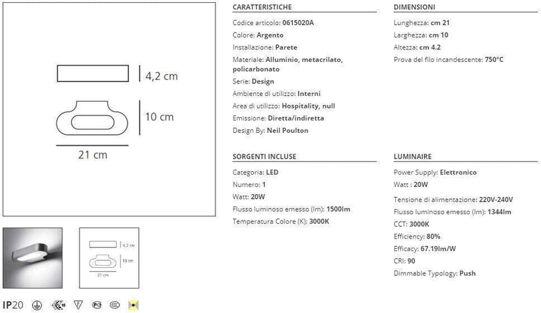 Lampada da parete LED Talo 3000K