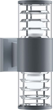 Lampada-Da-Parete-Moderna-Da-Esterno-Alluminio-Grigio-2-Luci-E27-60W-Ip54