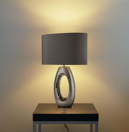 Lampada-Da-Scrivania-Artigiano-Ceramica-Cromo-Tessuto-Grigio-1-Luce-E27