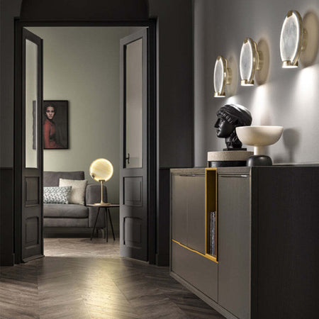 Lampada-Da-Scrivania-Contemporanea-Horo-Metallo-Ottone-Vetro-Ambra-Led-14,4W