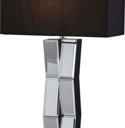 Lampada-Da-Scrivania-Contemporanea-Riflettere-Vetro-Nero-Tessuto-1-Luce-E27