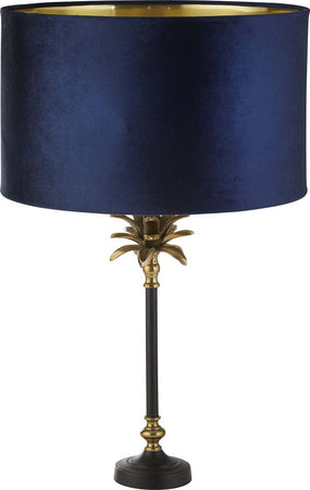 Lampada-Da-Scrivania-Palma-Metallo-Nichel-Velluto-Blu-1-Luce-E27