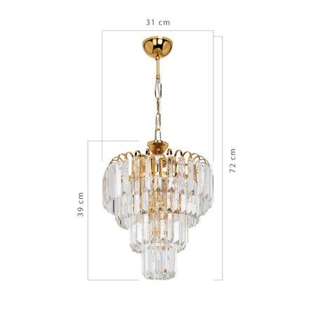 Lampada da soffitto a 3 luci Miranda MDL3831 vetro e oro
