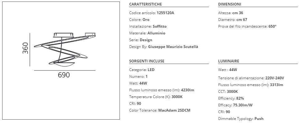 Lampada da soffitto Artemide Pirce Mini LED 3000K Oro