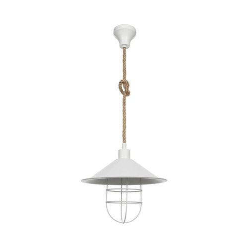 Lampada da soffitto Bulut ASZ0631 metallo bianco e corda iuta