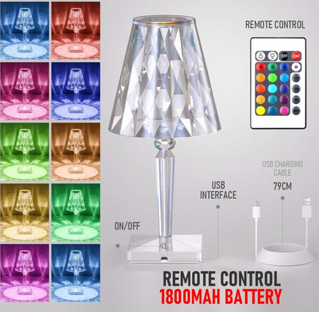 Lampada Da Tavola Ricaricabile 16 Colori Effetto Cristallo Con Telecomando Usb Illuminazione/Illuminazione per interni/Lampade/Lampade da tavolo e abat-jour Trade Shop italia - Napoli, Commerciovirtuoso.it