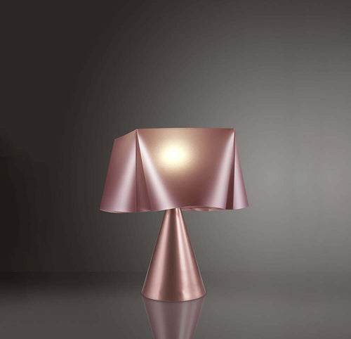 Lampada-Da-Tavolo-A-Cono-1-Luce-Wanda-Polilux-Rosa-Metallico-D30-Made-In-Italy