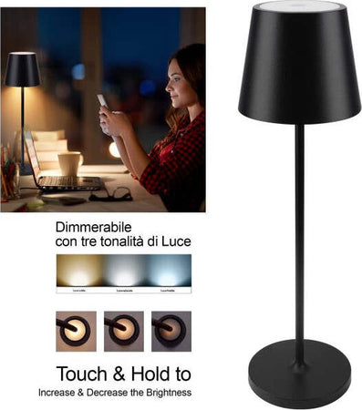 DEELUX Lampada Ricaricabile da Tavolo Senza Fili,Luce calda Colore 3000K, Dimmerabile,Lampada da Tavolo con USB-C,per Interni ed Esterni, Ristorante, Bar, Camera da Letto, Lavoro(nero 1Pcs DEELUX Lampada Ricaricabile da Tavolo Senza Fili,Luce calda Colore 3000K, Dimmerabile,Lampada da Tavolo con USB-C,per Interni ed Esterni, Ristorante, Bar, Camera da Letto, Lavoro(nero 1Pcs