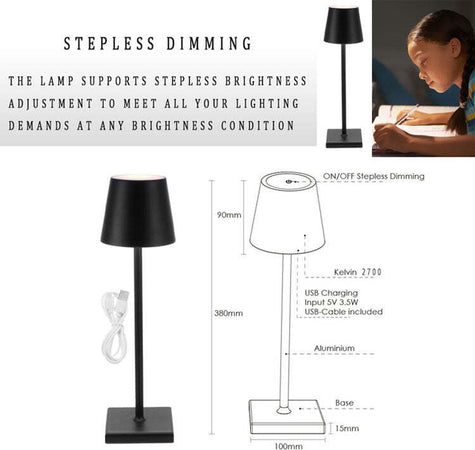 Lampada Da Tavolo A Led Usb Ricaricabile Nero Per Interno Ed Esterno Luce Calda Casa, arredamento e bricolage > Illuminazione da interno > Lampade da Tavolo Trade Shop italia - Napoli, Commerciovirtuoso.it
