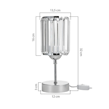 Lampada da tavolo Alis cromata e paralume effetto cristallo MNG7079