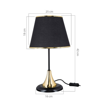 Lampada da tavolo Arden metallo e paralume tessuto nero ASZ1632