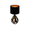 Lampada Da Tavolo Comodino Vintage Con Paralume Rotondo In Nero Rame 250x510 Mm