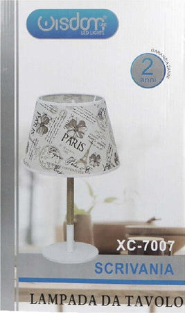 Lampada Da Tavolo Con Paralume Bianco In Tessuto Base Legno Lampada E27 Xc-7007 Illuminazione/Illuminazione per interni/Lampade/Lampade da tavolo e abat-jour Trade Shop italia - Napoli, Commerciovirtuoso.it