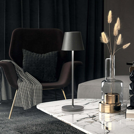 Lampada-Da-Tavolo-Esterno-Diva-Contemporanea-Alluminio-Grigio-Led-Luce-Calda