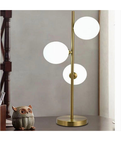 Lampada Da Tavolo G9 Minimalista Bronzo Con 3 Sfere Piantana Terra Con Stelo D33