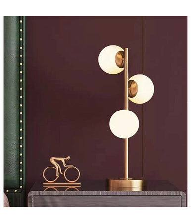 Lampada Da Tavolo G9 Minimalista Bronzo Con 3 Sfere Piantana Terra Con Stelo D33