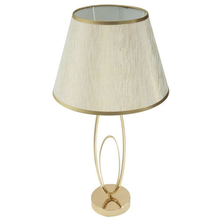 Lampada da tavolo in metallo e poliestere colore crema e oro per interni