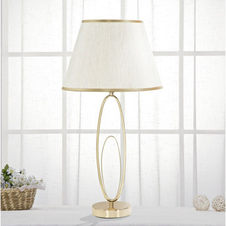 Lampada da tavolo in metallo e poliestere colore crema e oro per interni