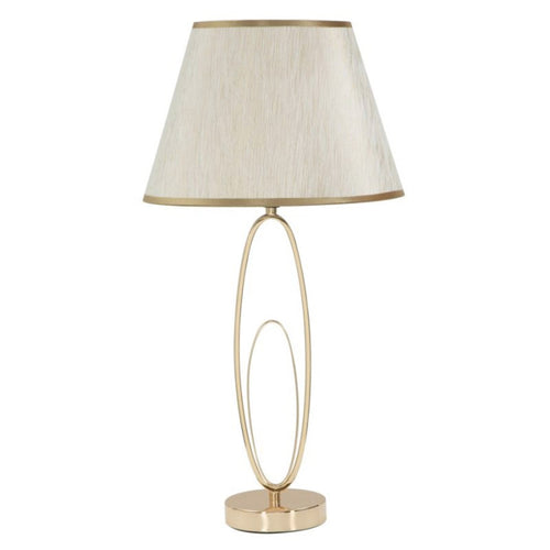 Lampada da tavolo in metallo e poliestere colore crema e oro per interni