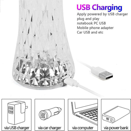 Lampada Da Tavolo In Cristallo A Led Diamantata Con 16 Colori Ricaricabile Touch Illuminazione/Illuminazione per interni/Lampade/Lampade da tavolo e abat-jour Trade Shop italia - Napoli, Commerciovirtuoso.it