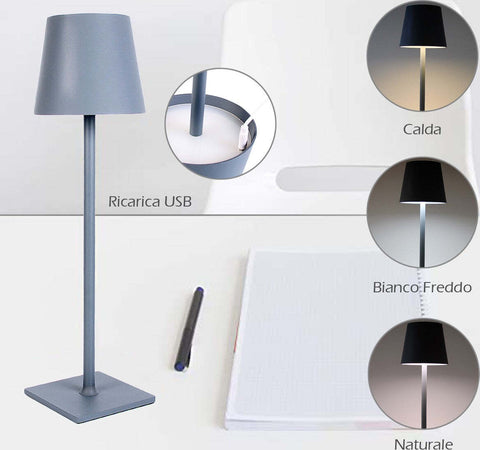 Lampada Da Tavolo Led Con Batteria Ricaricabile Dimmerabile Calda Fredda Natural Illuminazione/Illuminazione per interni/Lampade/Lampade da lavoro Trade Shop italia - Napoli, Commerciovirtuoso.it