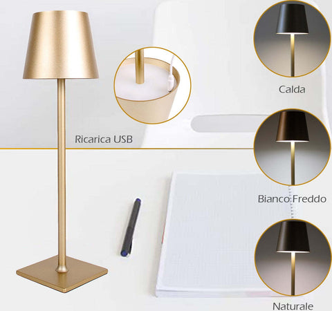 Lampada Da Tavolo Led Con Batteria Ricaricabile Dimmerabile Calda Fredda Natural Illuminazione/Illuminazione per interni/Lampade/Lampade da lavoro Trade Shop italia - Napoli, Commerciovirtuoso.it