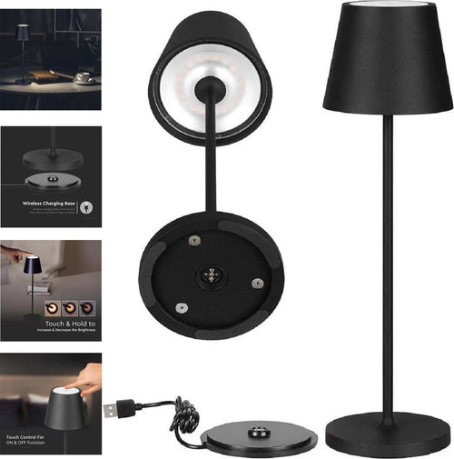 Lampada Da Tavolo Led Dimmerabile Touch Nera Wireless Luce Bianca Calda 3000k 2w Illuminazione/Illuminazione per interni/Lampade/Lampade da tavolo e abat-jour Trade Shop italia - Napoli, Commerciovirtuoso.it