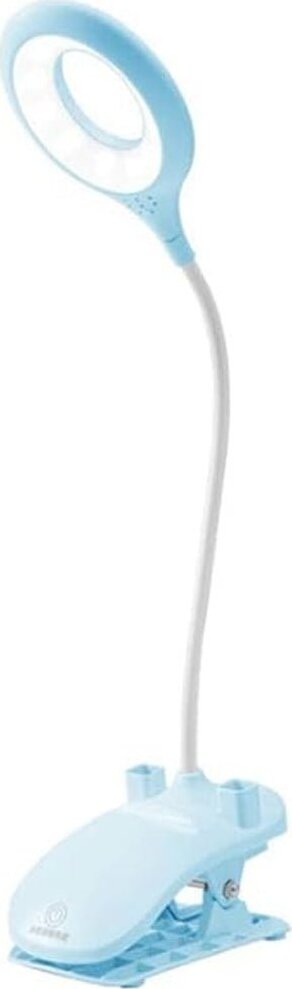 Lampada da Tavolo LED Touch Dimmerabile Flessibile con Morsetto Portapenne Ricaricabile USB 4800 mAh - Colore Azzurro