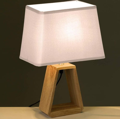 Lampada-da-Tavolo-Lume-da-Comodino-in-Legno-e-Tessuto-Bianco-Abatjour-26x41cm