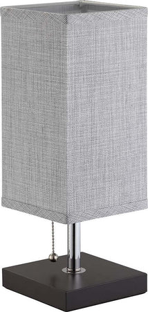 Lampada-da-Tavolo-Lume-da-Comodino-in-Legno-e-Tessuto-Grigio-Abatjour-36x13cm