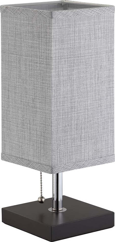 Lampada-da-Tavolo-Lume-da-Comodino-in-Legno-e-Tessuto-Grigio-Abatjour-36x13cm