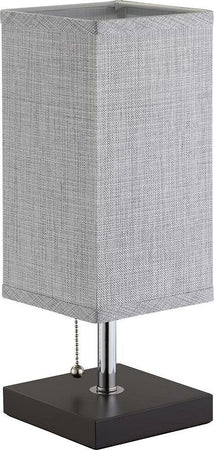 Lampada-da-Tavolo-Lume-da-Comodino-in-Legno-e-Tessuto-Grigio-Abatjour-36x13cm