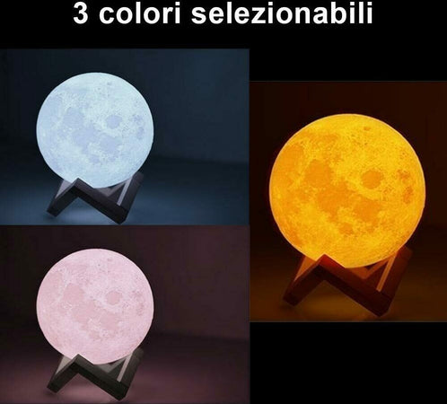 Lampada Da Tavolo Luna 18cm Luce Led 3 Colori Moon Lamp A Batteria Con Supporto Casa, arredamento e bricolage > Illuminazione da interno > Lampade da Tavolo Trade Shop italia - Napoli, Commerciovirtuoso.it
