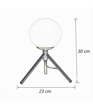 Lampada Da Tavolo Minimalista Bronzo Treppiedi Con Sfera Lume Abat Jour G9 D35