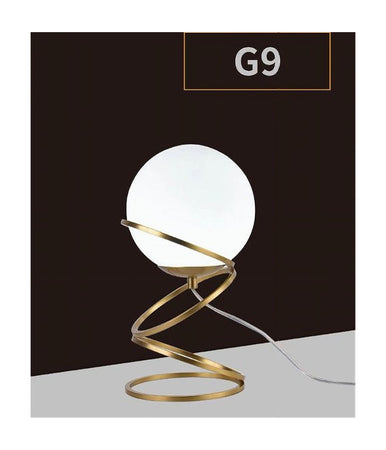 Lampada Da Tavolo Minimalista Lume In Metallo Bronzo Con Sfera In Vetro G9 D31