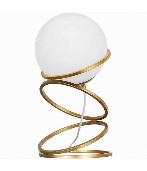 Lampada Da Tavolo Minimalista Lume In Metallo Bronzo Con Sfera In Vetro G9 D31