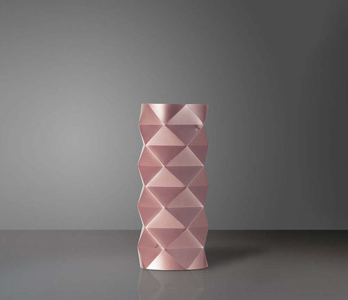 Lampada-Da-Tavolo-Moderna-1-Luce-Prisma-Polilux-Rosa-Metallico-H32-Made-In-Italy