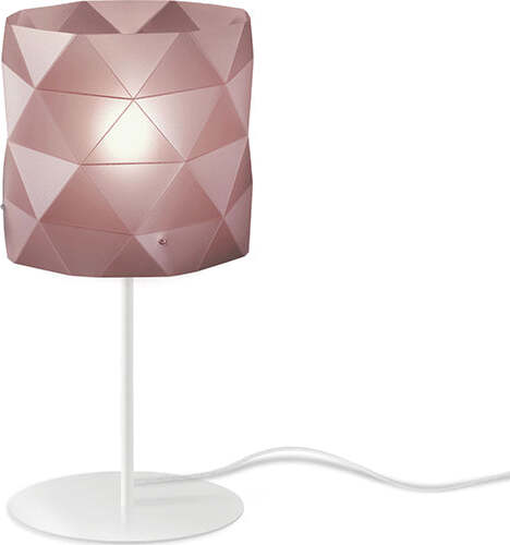 Lampada-Da-Tavolo-Moderna-1-Luce-Prisma-Polilux-Rosa-Metallico-H36-Made-In-Italy