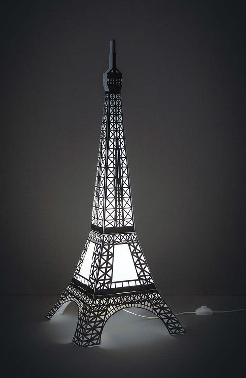 Lampada-Da-Tavolo-Moderna-2-Luci-Tour-Eiffel-In-Polilux-In-Bianco-E-Nero-Made-In-Italy